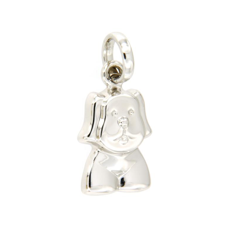 Ciondolo oro bianco 750/1000 cane