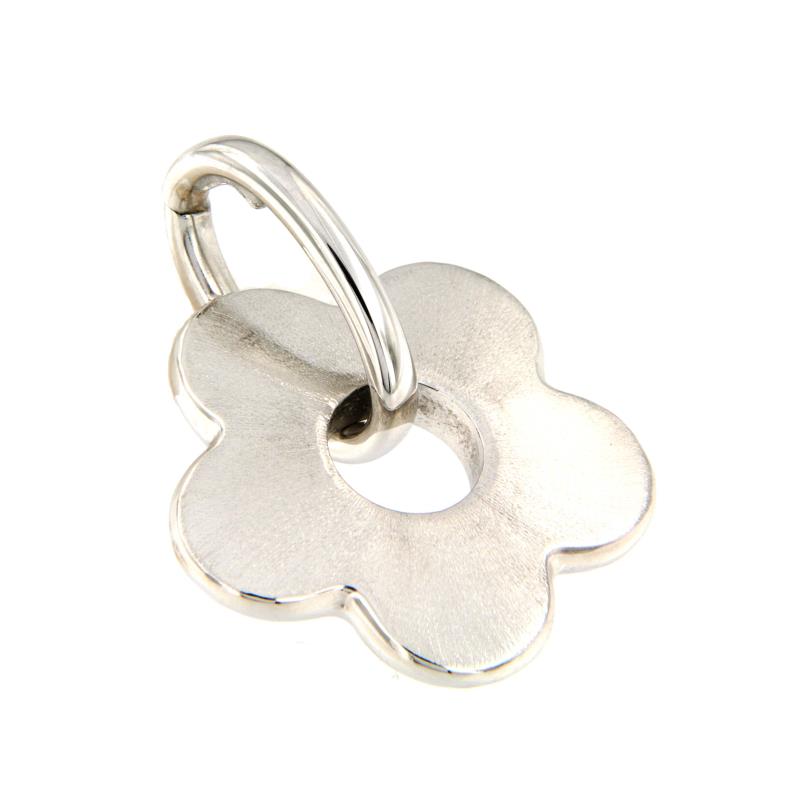 Ciondolo - oro bianco 750/1000  fiore semisatinato