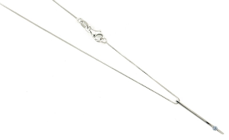 Collana oro bianco 750/1000 con pendente e zaffiro - mis. 42 cm 